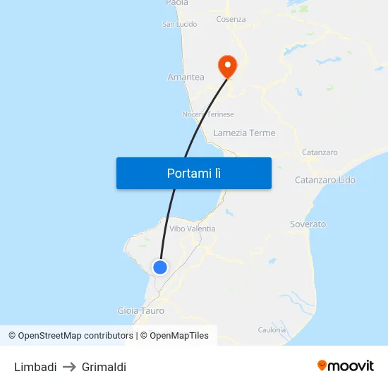 Limbadi to Grimaldi map