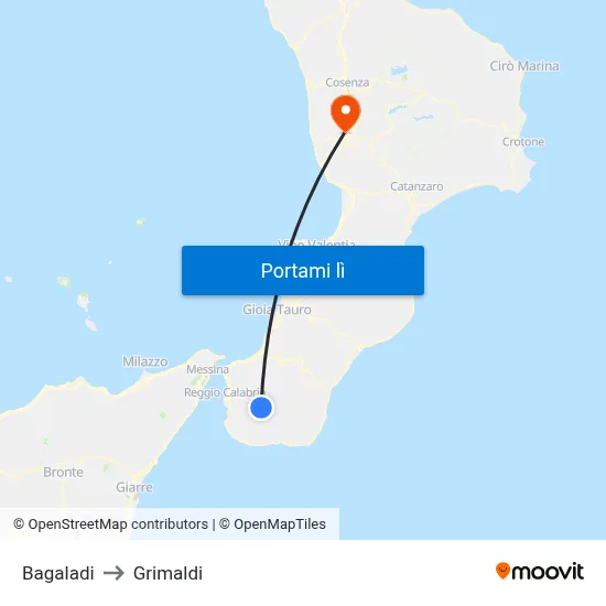 Bagaladi to Grimaldi map