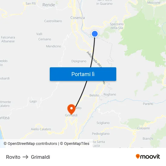 Rovito to Grimaldi map