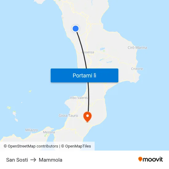 San Sosti to Mammola map