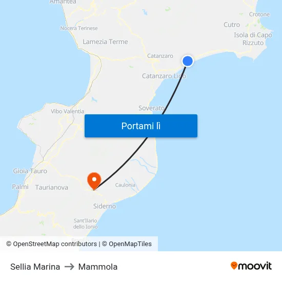 Sellia Marina to Mammola map