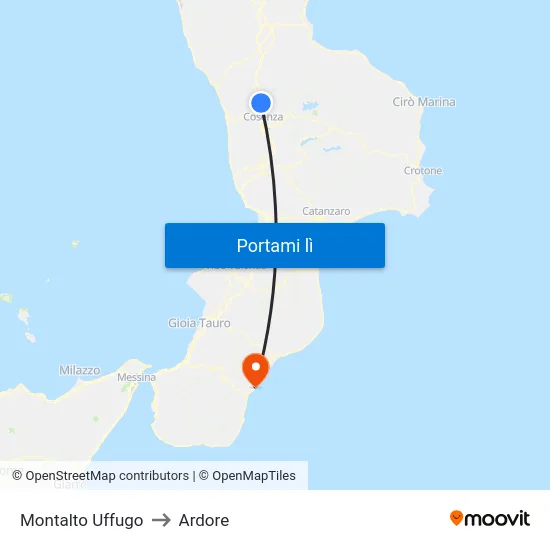 Montalto Uffugo to Ardore map