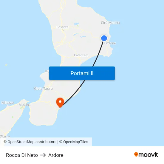 Rocca Di Neto to Ardore map