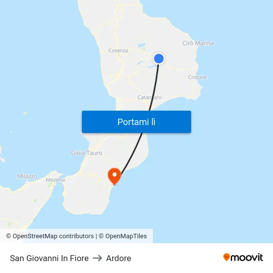 San Giovanni In Fiore to Ardore map