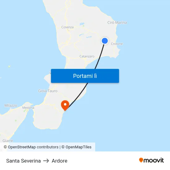 Santa Severina to Ardore map