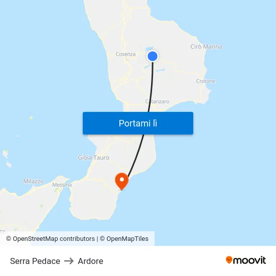 Serra Pedace to Ardore map