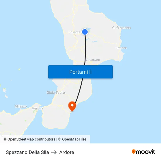 Spezzano Della Sila to Ardore map