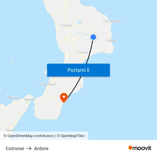 Cotronei to Ardore map