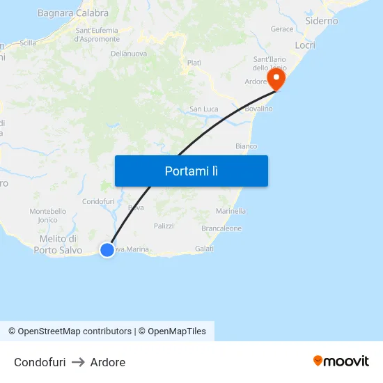 Condofuri to Ardore map