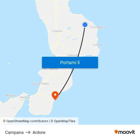 Campana to Ardore map