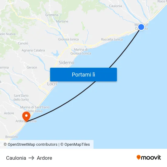 Caulonia to Ardore map