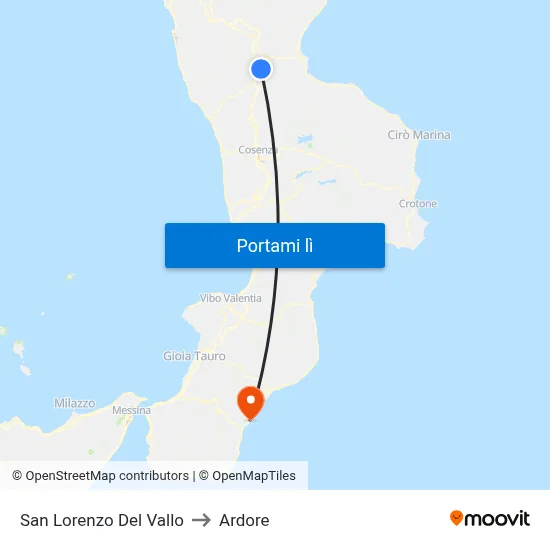 San Lorenzo Del Vallo to Ardore map