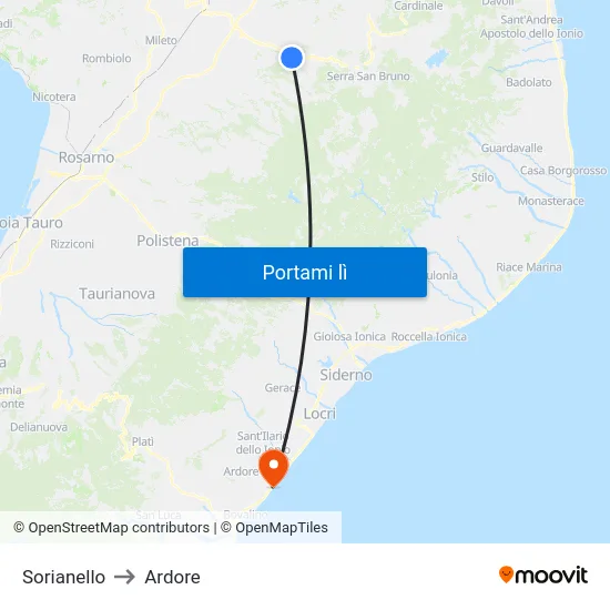 Sorianello to Ardore map