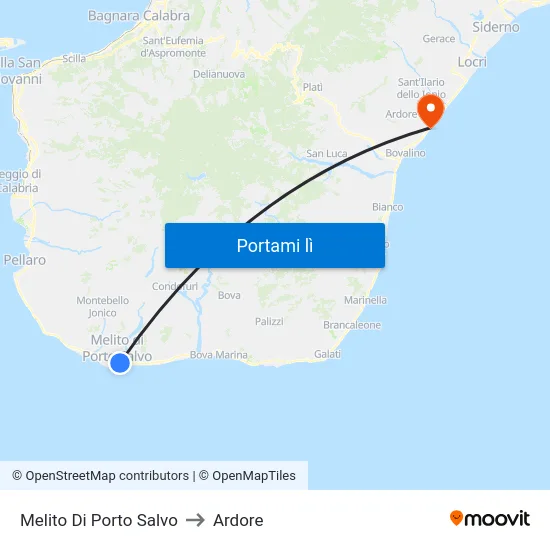 Melito Di Porto Salvo to Ardore map
