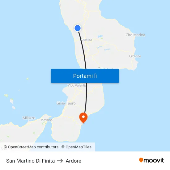 San Martino Di Finita to Ardore map