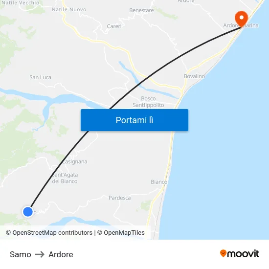 Samo to Ardore map