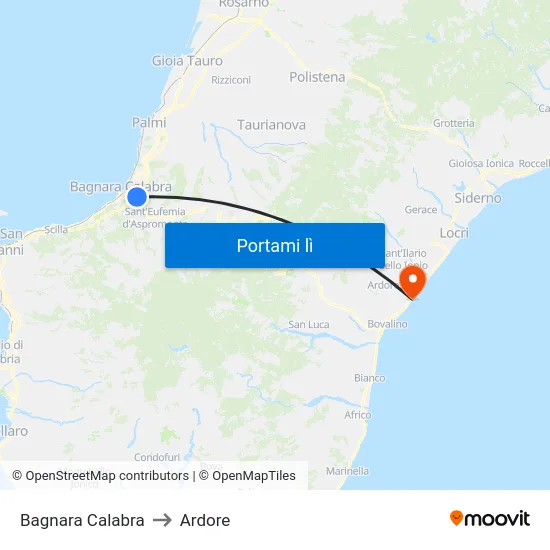 Bagnara Calabra to Ardore map