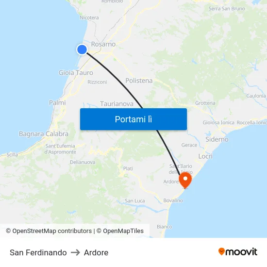 San Ferdinando to Ardore map