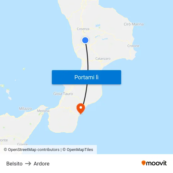Belsito to Ardore map
