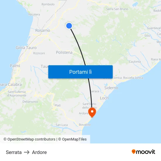 Serrata to Ardore map