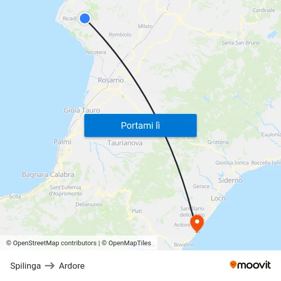 Spilinga to Ardore map