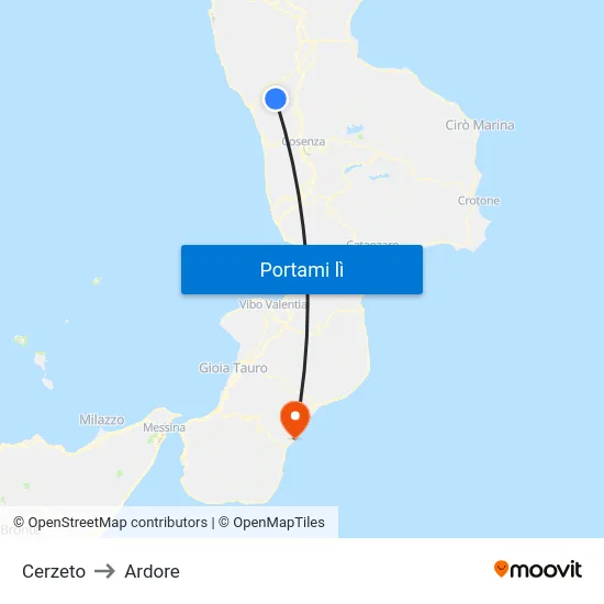 Cerzeto to Ardore map