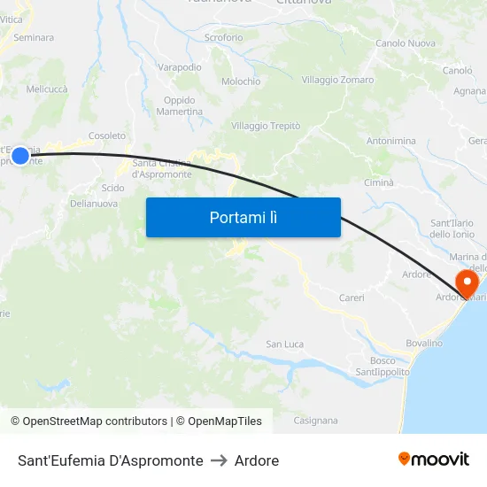 Sant'Eufemia D'Aspromonte to Ardore map
