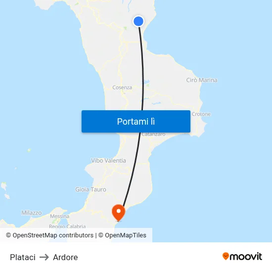 Plataci to Ardore map