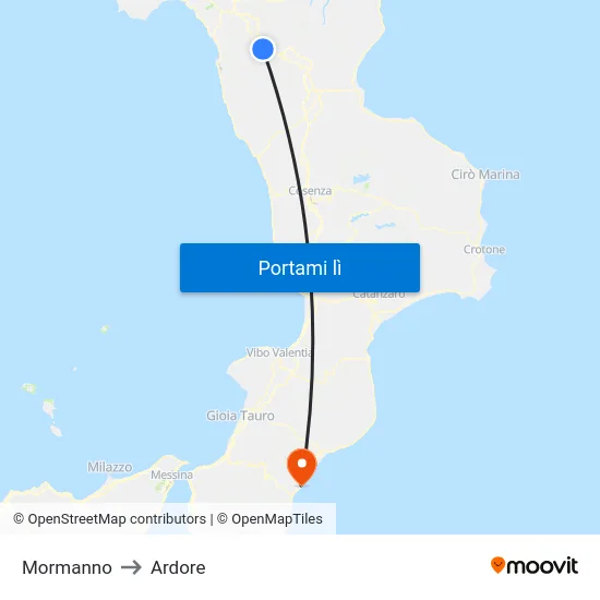 Mormanno to Ardore map