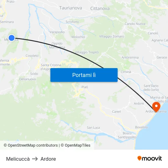 Melicuccà to Ardore map