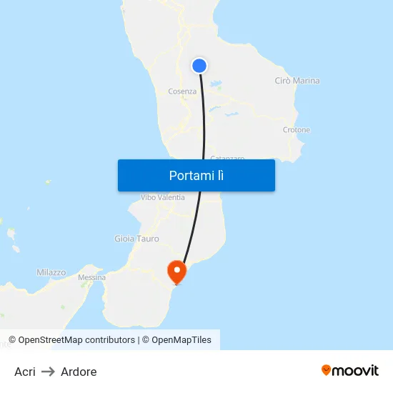 Acri to Ardore map