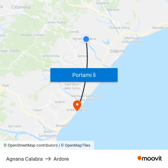 Agnana Calabra to Ardore map