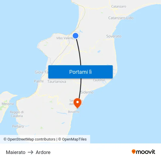 Maierato to Ardore map