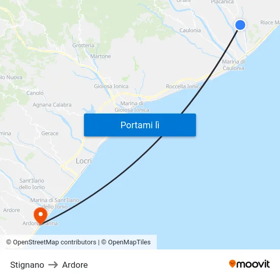 Stignano to Ardore map