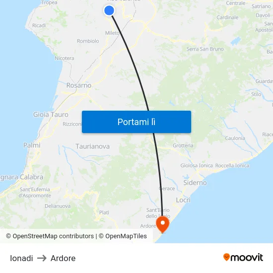 Ionadi to Ardore map