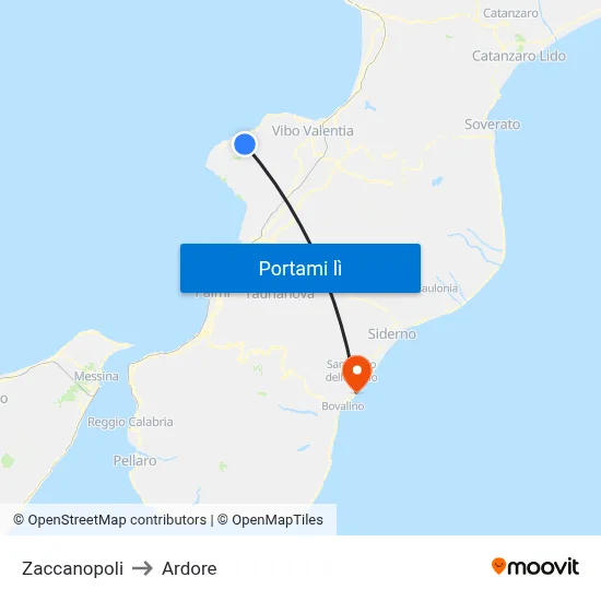 Zaccanopoli to Ardore map