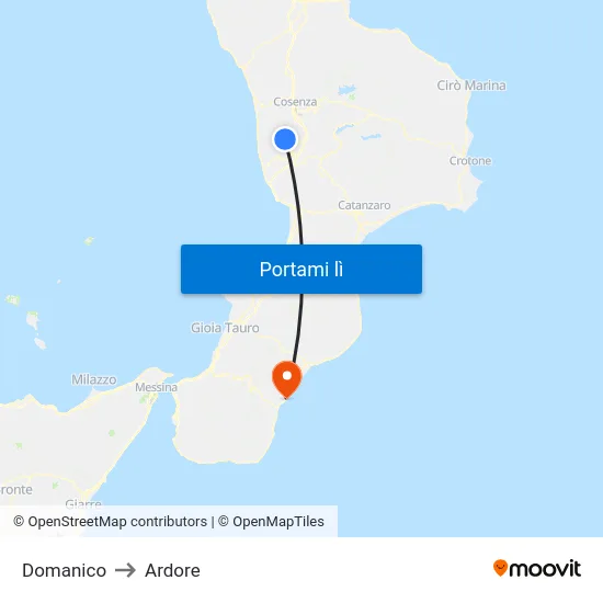 Domanico to Ardore map