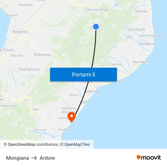 Mongiana to Ardore map