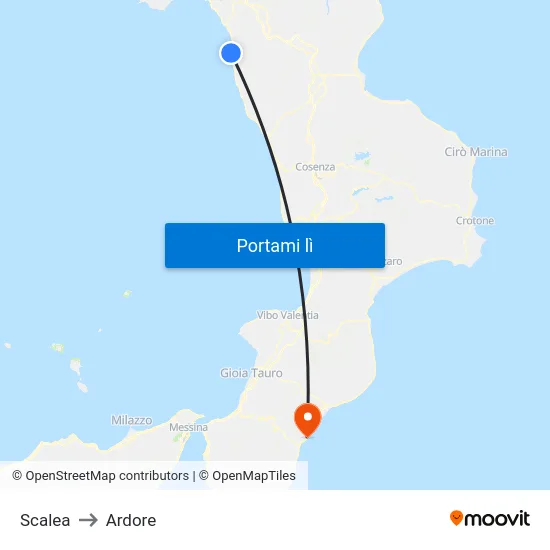 Scalea to Ardore map