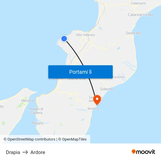 Drapia to Ardore map