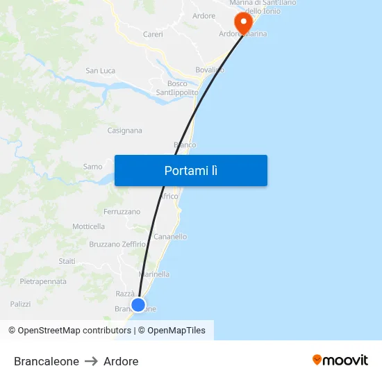 Brancaleone to Ardore map