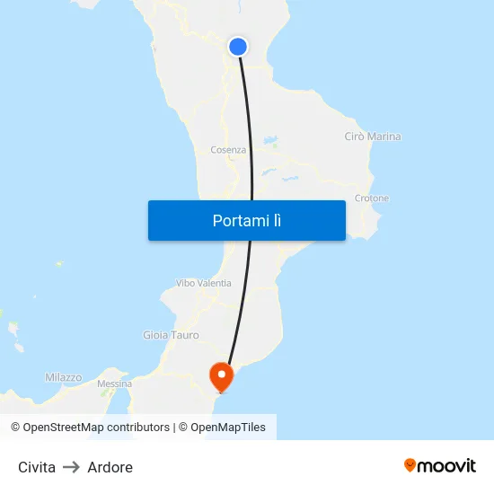 Civita to Ardore map