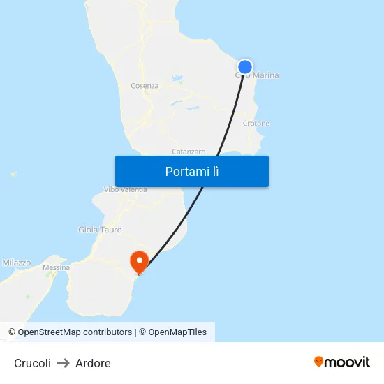 Crucoli to Ardore map