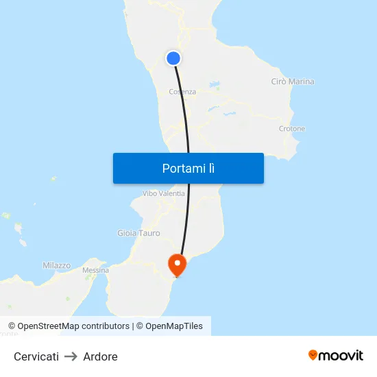 Cervicati to Ardore map