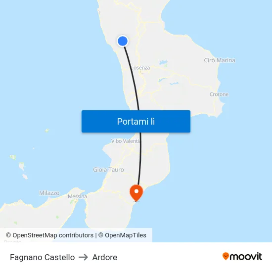 Fagnano Castello to Ardore map