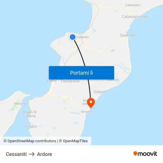 Cessaniti to Ardore map