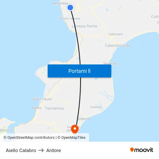 Aiello Calabro to Ardore map
