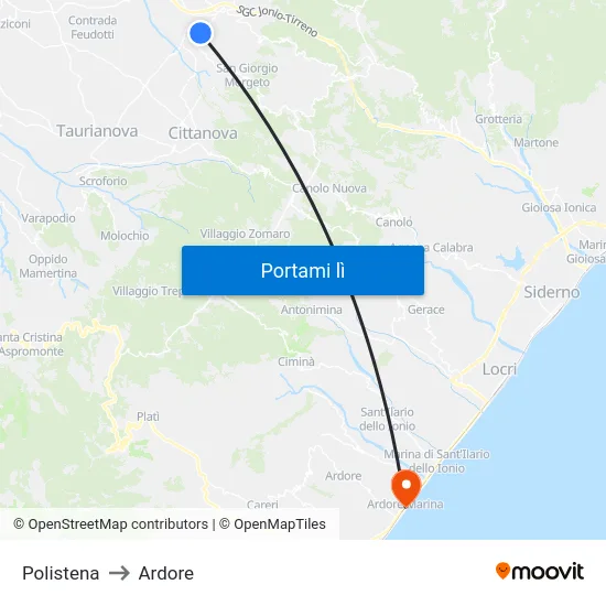 Polistena to Ardore map