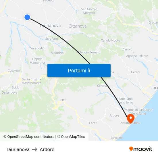 Taurianova to Ardore map
