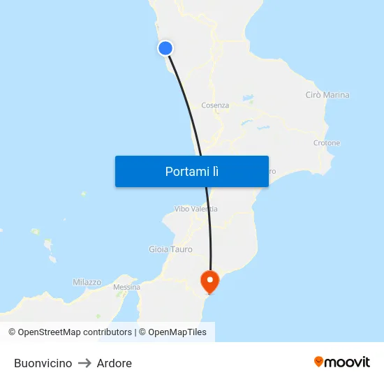 Buonvicino to Ardore map